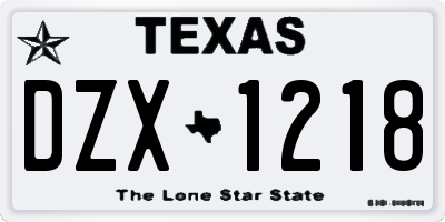 TX license plate DZX1218
