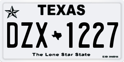 TX license plate DZX1227
