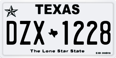 TX license plate DZX1228
