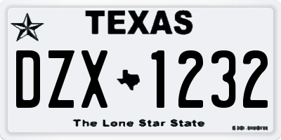 TX license plate DZX1232