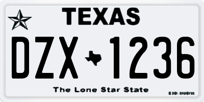 TX license plate DZX1236