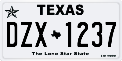 TX license plate DZX1237