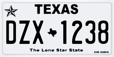 TX license plate DZX1238