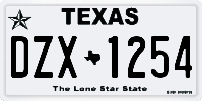 TX license plate DZX1254