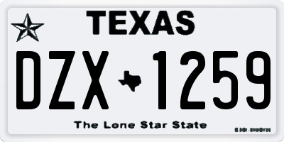 TX license plate DZX1259