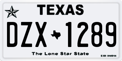 TX license plate DZX1289