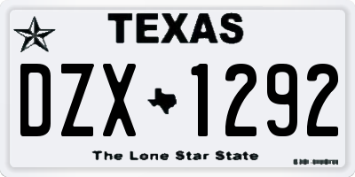 TX license plate DZX1292