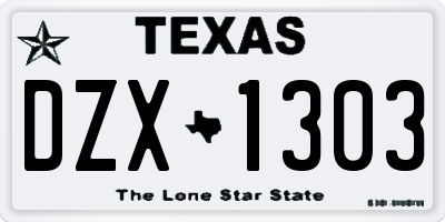 TX license plate DZX1303
