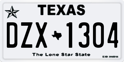 TX license plate DZX1304
