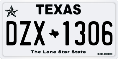 TX license plate DZX1306