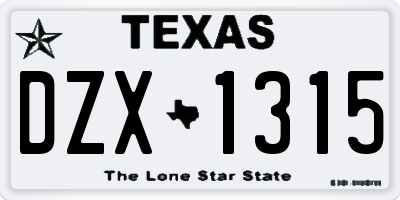 TX license plate DZX1315