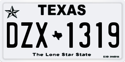 TX license plate DZX1319