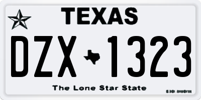 TX license plate DZX1323