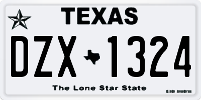 TX license plate DZX1324