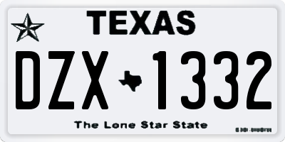 TX license plate DZX1332