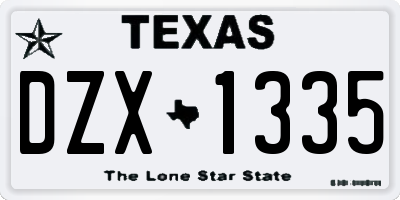 TX license plate DZX1335