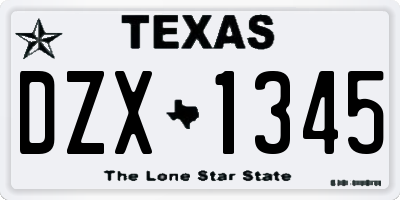 TX license plate DZX1345
