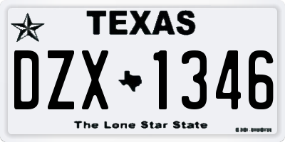TX license plate DZX1346