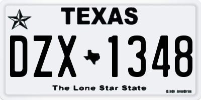 TX license plate DZX1348