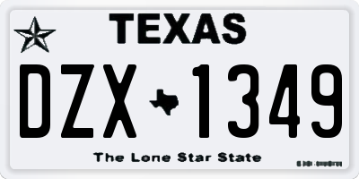 TX license plate DZX1349