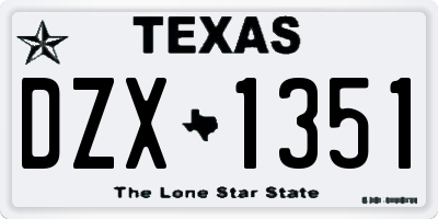 TX license plate DZX1351