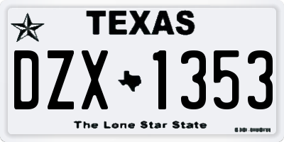 TX license plate DZX1353
