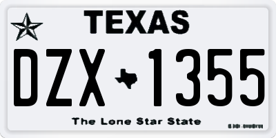 TX license plate DZX1355