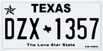 TX license plate DZX1357