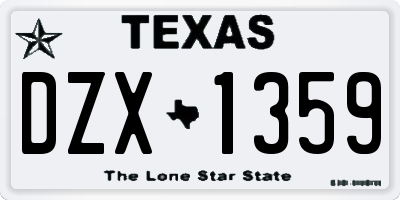 TX license plate DZX1359