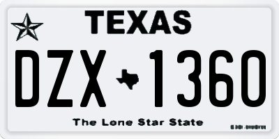 TX license plate DZX1360
