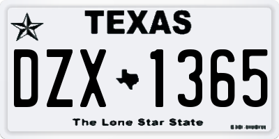 TX license plate DZX1365