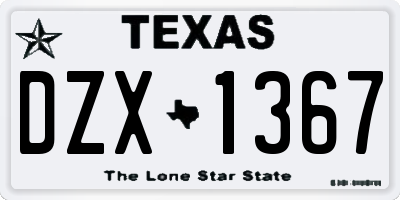 TX license plate DZX1367