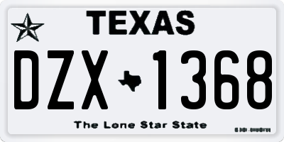 TX license plate DZX1368