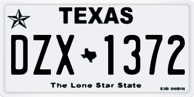 TX license plate DZX1372