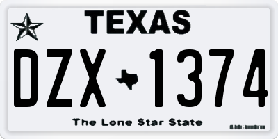 TX license plate DZX1374