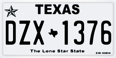 TX license plate DZX1376