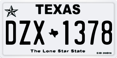 TX license plate DZX1378