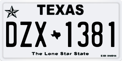 TX license plate DZX1381