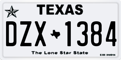 TX license plate DZX1384