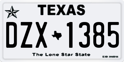 TX license plate DZX1385