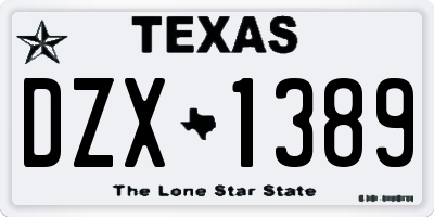 TX license plate DZX1389