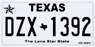 TX license plate DZX1392