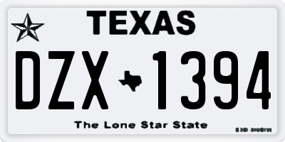 TX license plate DZX1394