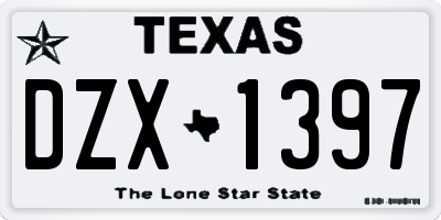 TX license plate DZX1397