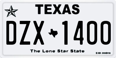 TX license plate DZX1400