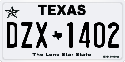 TX license plate DZX1402