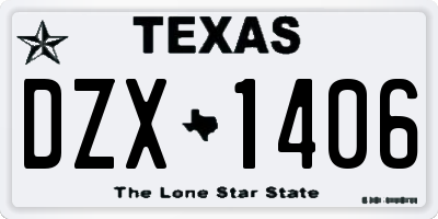 TX license plate DZX1406