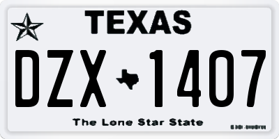 TX license plate DZX1407