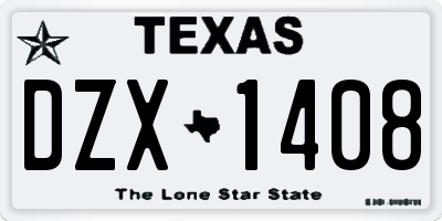 TX license plate DZX1408