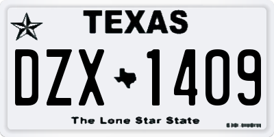 TX license plate DZX1409